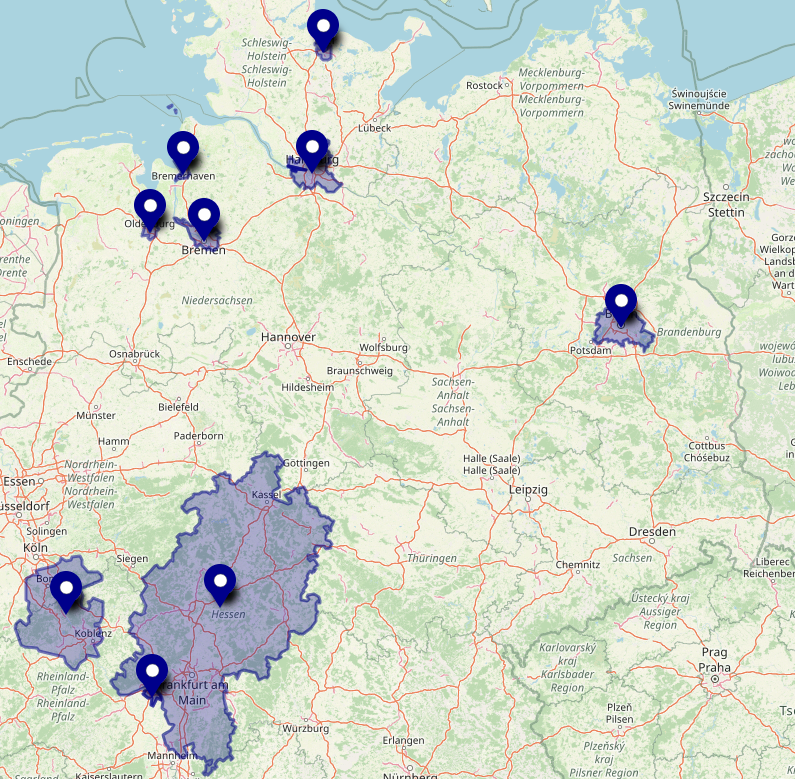 Karte regionaler Gruppenchats